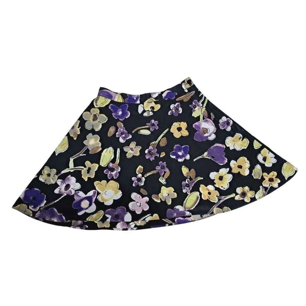 Vintage 90s All That Jazz Floral A-Line MIni Skirt 5/6 100%‎ Poly Clueless Vibes